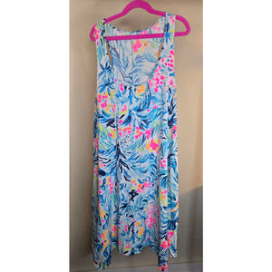 Women's Lilly Pulitzer Maxi Dress M White Blue Pink Floral
